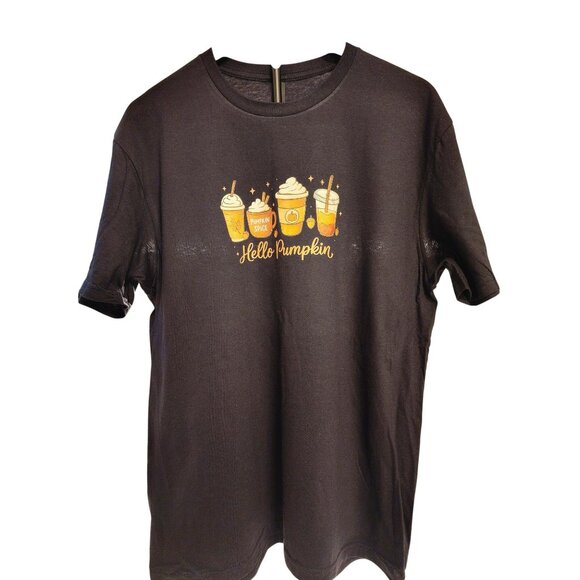 Cozy Seasonal Latte Lovers Large Pumpkin Spice Coffee Graphic Tee Black - Picture 4 of 6
